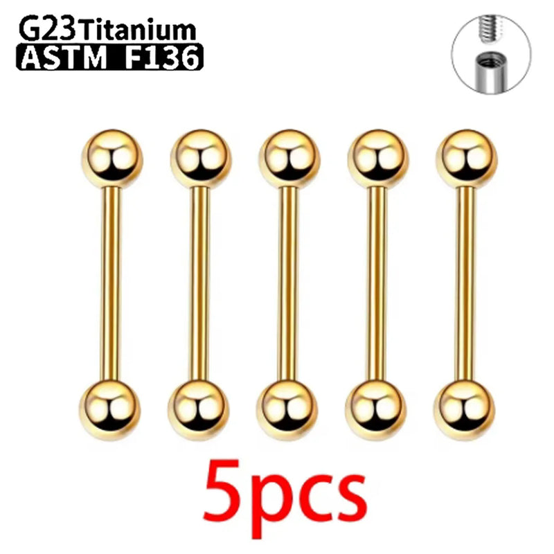 1/5/10pcs G23 Titanium External Internal thread Piercing Jewelry 14G 16G Long Industrial Sexy Barbell Barbell Ring Tongue
