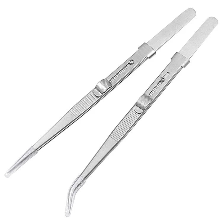 Pinzas de acero inoxidable con cierre deslizante ajustable, antiestáticas, herramienta para la fabricación de joyas y reparación de componentes electrónicos.