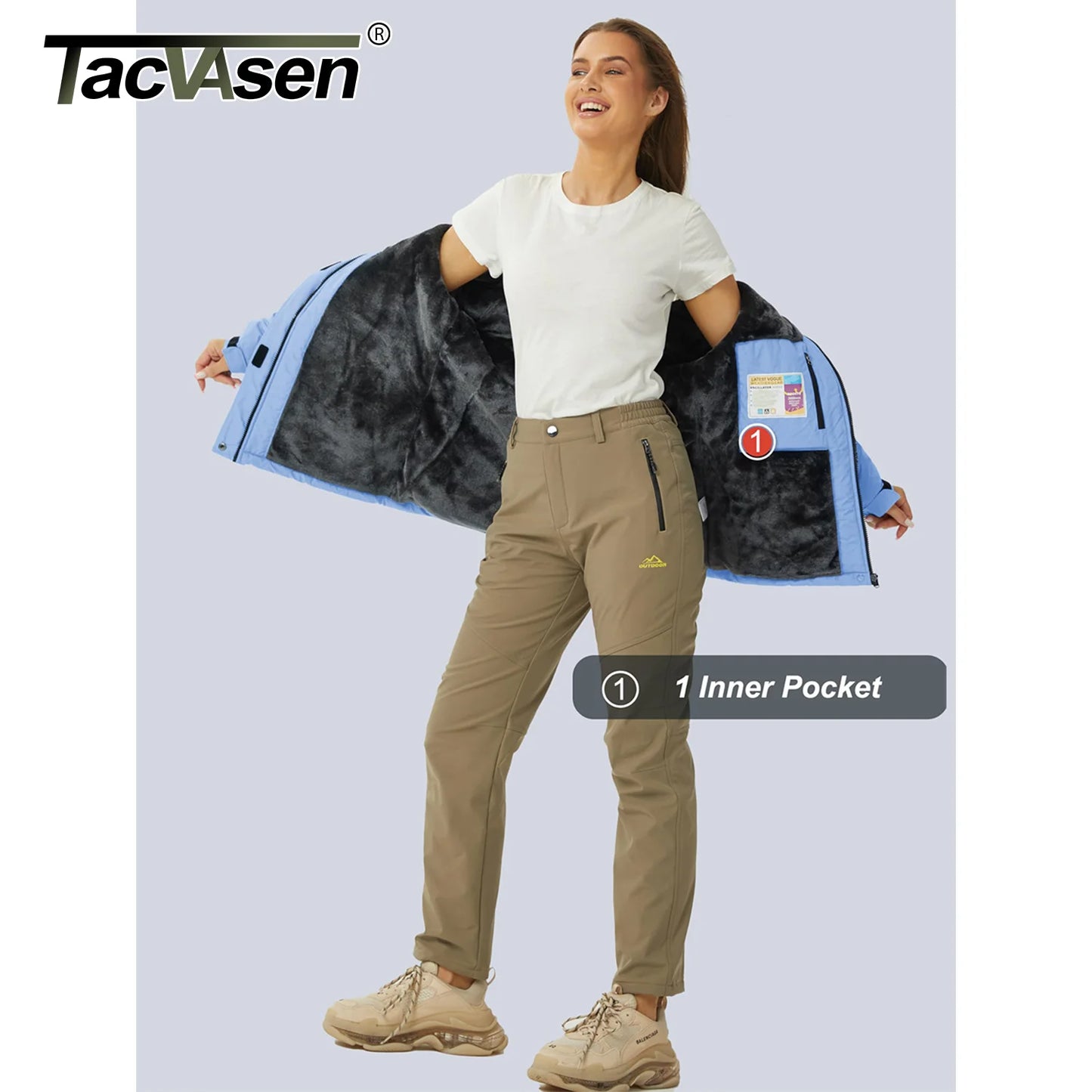 TACVASEN Chaqueta de esquí y snowboard de invierno para mujer, forro polar térmico, impermeable, informal, para trabajo, lluvia, cortavientos, parka