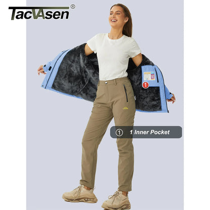 TACVASEN Chaqueta de esquí y snowboard de invierno para mujer, forro polar térmico, impermeable, informal, para trabajo, lluvia, cortavientos, parka