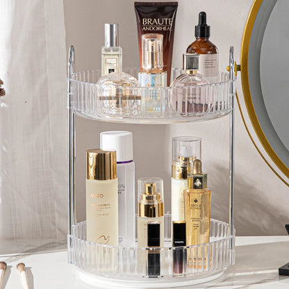 Rotating Makeup Organizer for Vanity 3 Tier Skincare Organizers Large Storage Bathroom Countertop Clear Cosmetic Holder Dresser