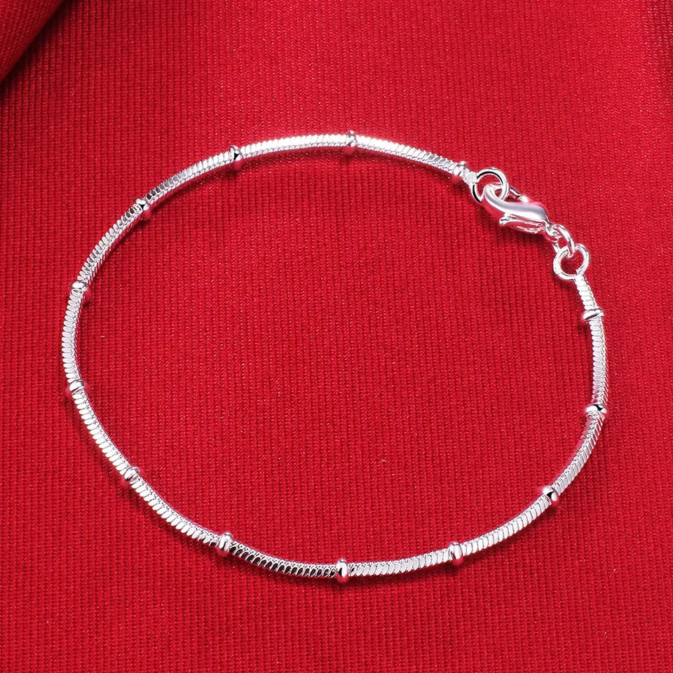 925 Sterling Silver Bracelets for Women, Fine Snake Bone Beads Chain, Fashion Jewelry, Wedding Party, Christmas Gifts, Hot, New 
