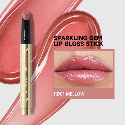 FOCALLURE Brillo labial perlado en barra, hidratante, de larga duración, sexy, brillante, lápiz labial, maquillaje, cosméticos