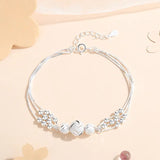 925 Sterling Silver Pearl Bracelet for Women, French Bracelets, Blue Crystal, Wedding Party Jewelry, Luxury Designer, Fashion 