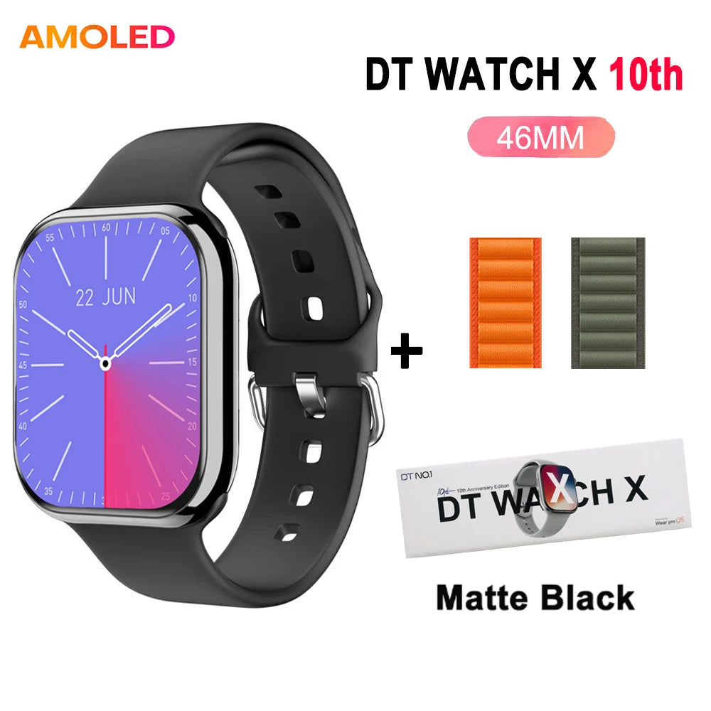 DT Watch 10 Smartwatch DT Watch X AMOLED 46mm Screen Video Play Local Music 4GB NFC ChatGPT Compass Smartwatch For Apple Android