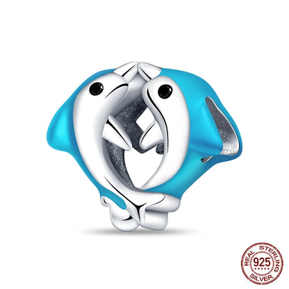 Ocean Series - Original Genuine 925 Sterling Silver Turtle Crab Mermaid Charm Beads Suitable for 3mm Bracelet DIY Making Pendant