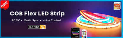 Controlador WLED ESP32 RGBIC COB LED Tira de luz Kit de cinta reactiva al sonido Música Sincronización Funciona con Alexa 24V 5 10 15 20 25 30 40 M