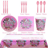 LO&amp;Ling-Cartoon Theme Party Decoration, Disposable Tableware, Hanging Banner, Whistle Mask, Baby Shower, Photo Prop, Girl Birthday 