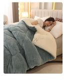Thick Warm Imitation Lambswool Winter Blanket for Bed, Soft Jacquard Coral Fleece Quilt, Double-Sided Plush Weighted Blanket 5kg