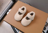 Children Fur Shoes 2025 Winter Kids Warm Plush Shoes For Girl Flat Loafers Moccasins Girls Casual Shoes Khaki, Beige