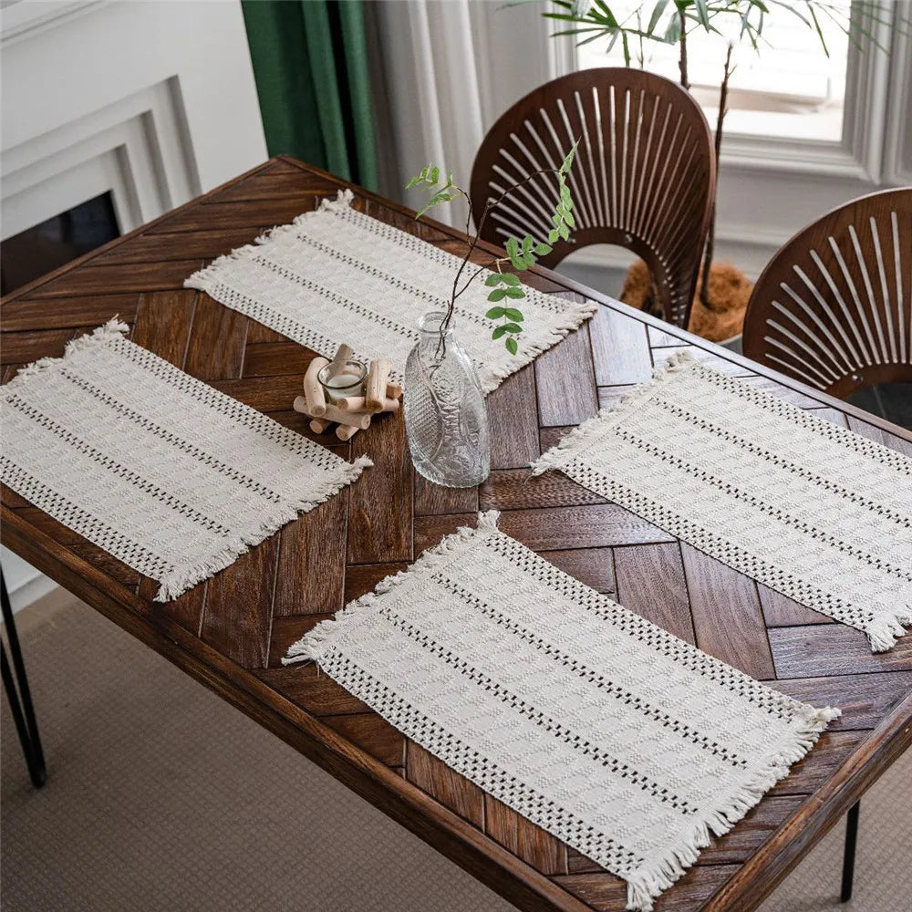 Cotton Linen Placemats For Dinner Table Macrame Modern Accessory Kitchens Underplate Party Wedding Table Decor Place Mats Set