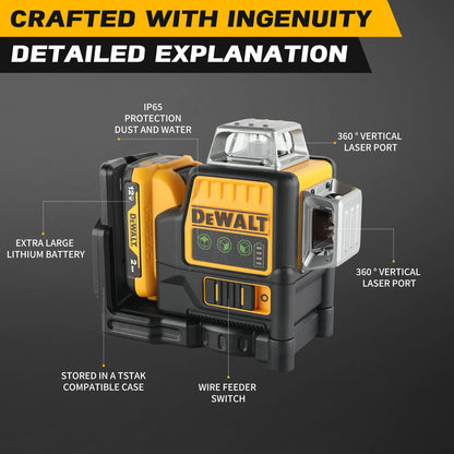 2025 NEW Dewalt DW089LG 3 Sides*360 Degree Vertical 12V Lithium Battery 12 Lines Laser Level Horizontal Green Meter Outdoor TOOL
