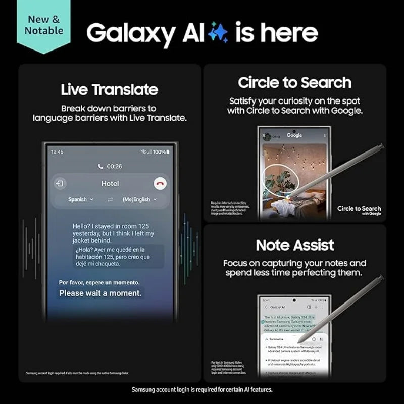 Samsung Galaxy S24 Ultra 5G S928U1 S928B S928N S9280 6.8" ROM 256/512GB/1TB RAM 12GB Snapdragon NFC Original AI Cell Phone
