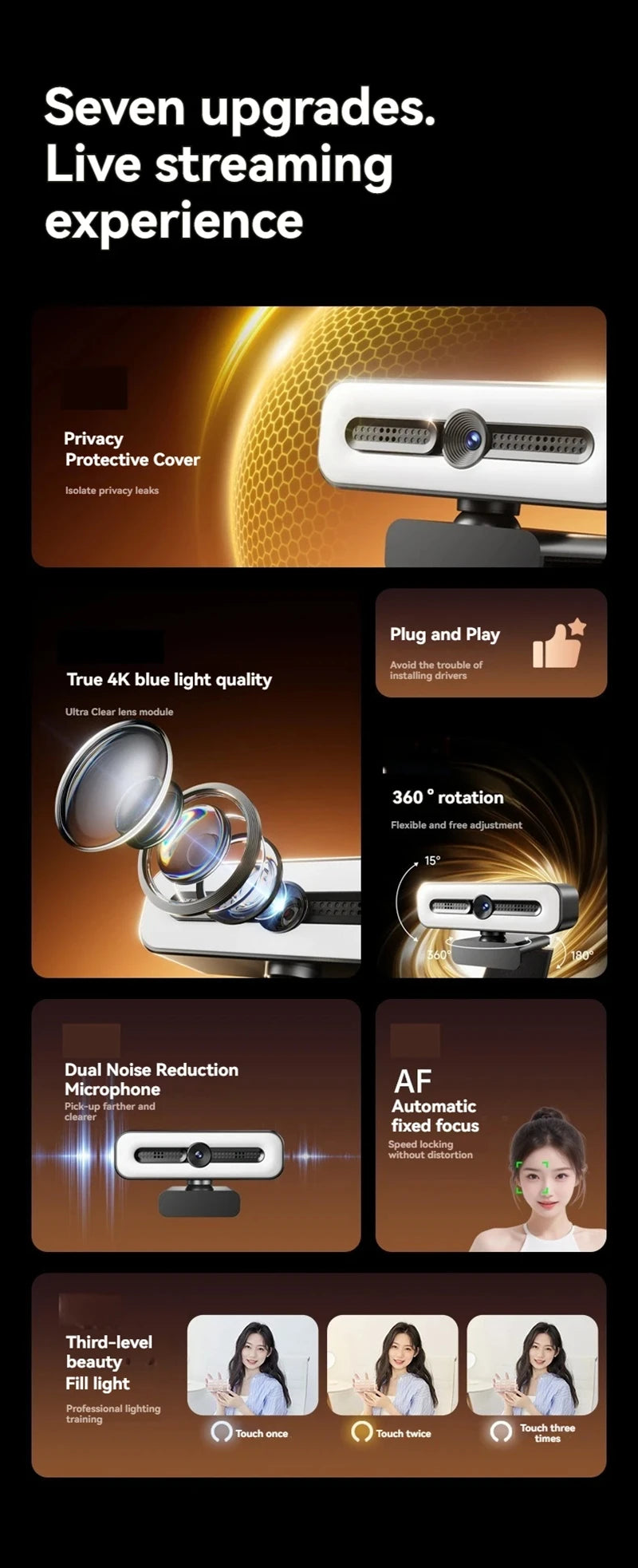 Xiaomi 4K HD Mini Webcam Portable 1080P Webcam With Microphone Light Laptop Desktop Computer For Live Video Call Conference