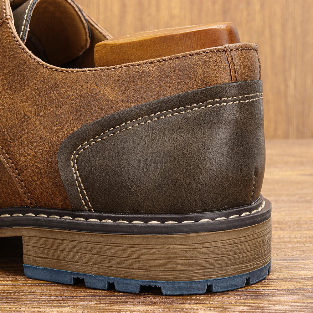 Retro Men's Casual Derby Shoes 2025 Fashion Leather Footwear New Style Men's Slip-On Comfortable Men's Shoes