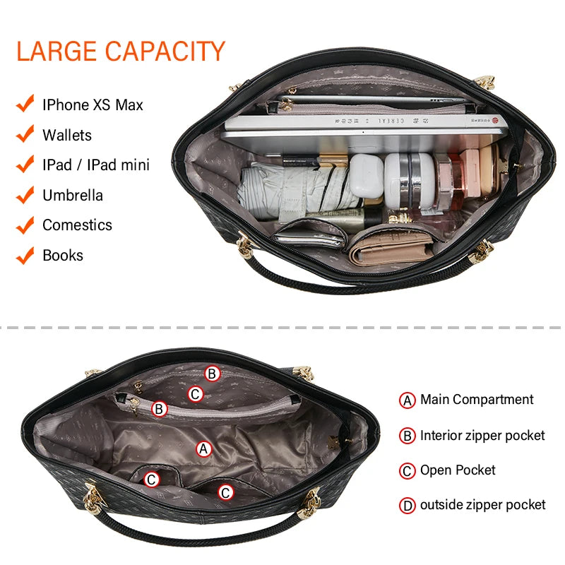 FOXER Genuine Leather Lady's Handbag Elegant Luxury Design Women Shoulder Bag Large Capacity Tote Bag Best Gift for Mom, Wife