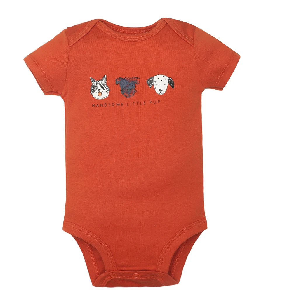 Lote de 5 monos para bebés y niñas, 100 % algodón, de manga corta, para recién nacidos de 6 a 24 meses.