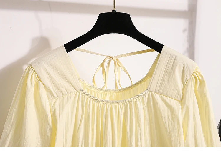 Plus Size Shirts & Blouses Women Summer 2025 New Arrival Korean Fashion Tops Short Puff Sleeve Loose Sweet Blouse Woman L-4XL