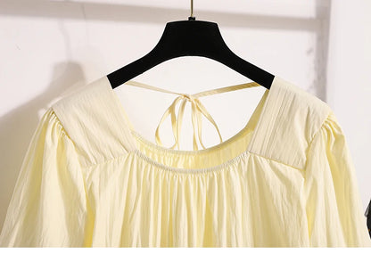 Plus Size Shirts & Blouses Women Summer 2025 New Arrival Korean Fashion Tops Short Puff Sleeve Loose Sweet Blouse Woman L-4XL