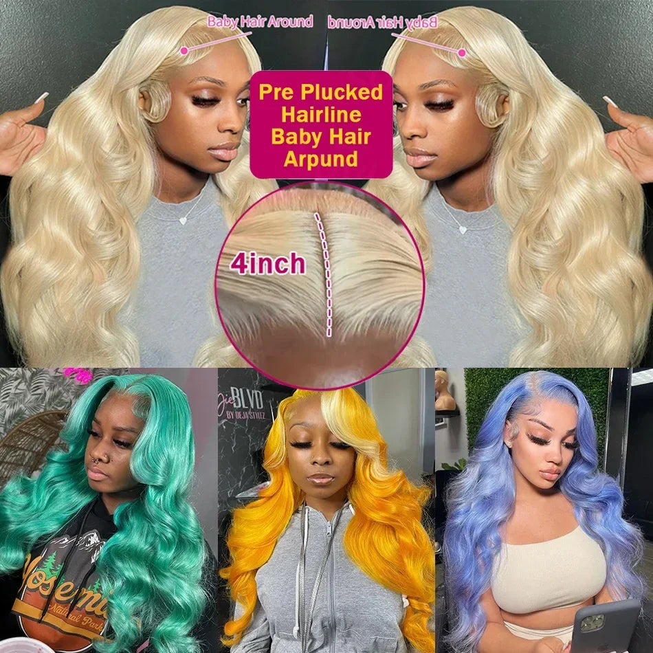 30 40 Inches Body Wave 613 Honey Blonde Lace Wig HD Transparent 13x4 Lace Front Human Hair Wigs Colored 13x6 Lace Frontal Wigs