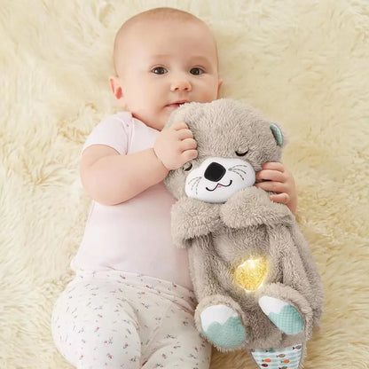 Baby Toy Doll, Breathing Bear, Newborn Sleep Relaxation Playmate, Otter Toy, Gentle Sleep Music, Light Plush Toy with Sound, Gif