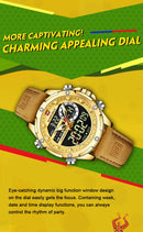 NAVIFORCE Luxury Original Watches For Men Casual Sport Chronograph Alarm Quartz WristWatch Leather Waterproof Digital Clock 9163