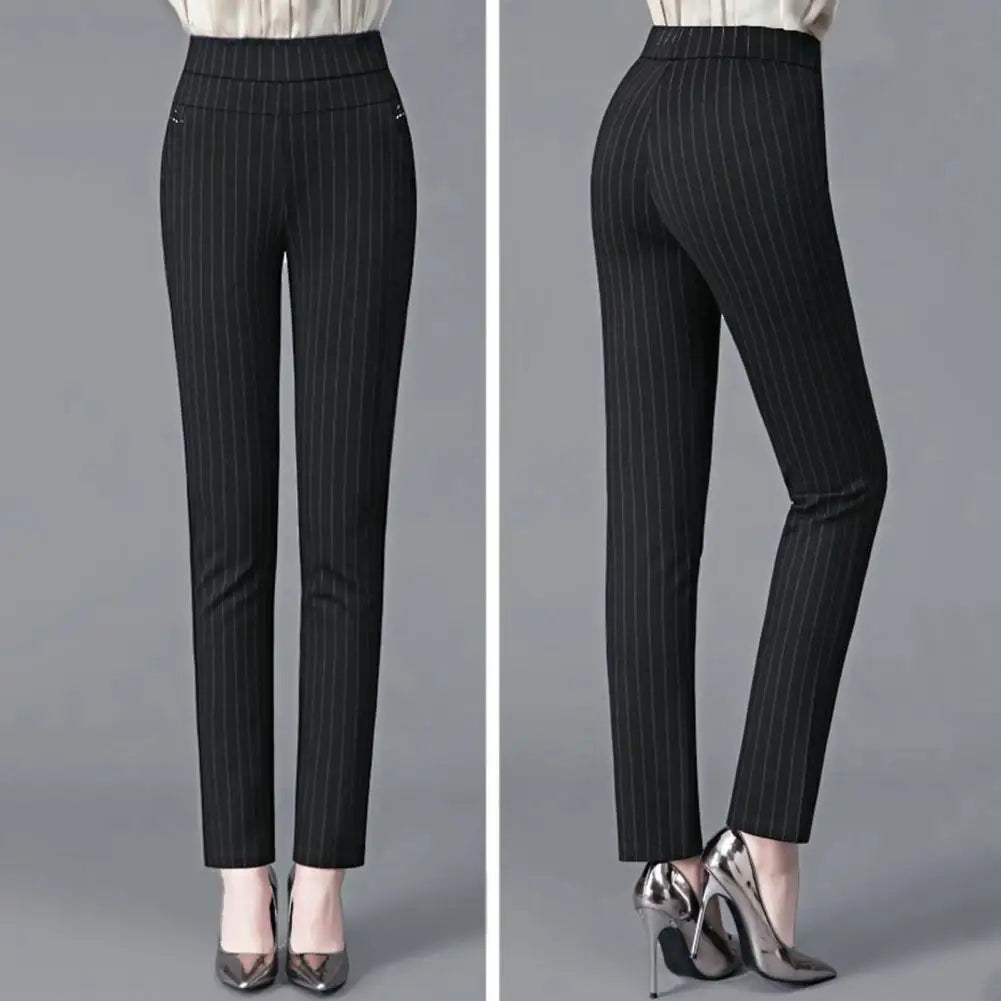 Mother Spring Pants High Waist Casual Stretch Pockets Solid Color Match Top Slim Fit Plus Size Pencil Pants Women Clothing