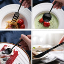 30pcs Black Dinnerware Set Stainless Steel Steak Knife Fork Coffee Spoon Teaspoon Flatware Dishwasher Safe Kitchen Tableware Set