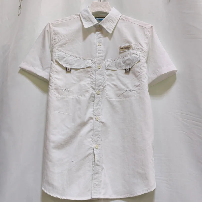 Camisa para hombres Spring/Summer New Long sleeved Short sleeved Classic Polo Collar Shirt Top Pocket Men's Casual Shirt 2024