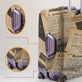 Vintage newspaper texture pattern luggage protection cover, suitable for 18-32 inch luggage covers, luggage handle gloves, trave