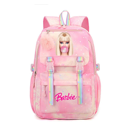 Nueva mochila escolar de lona para Barbie, para niños y niñas, ideal para viajes y para portátil.