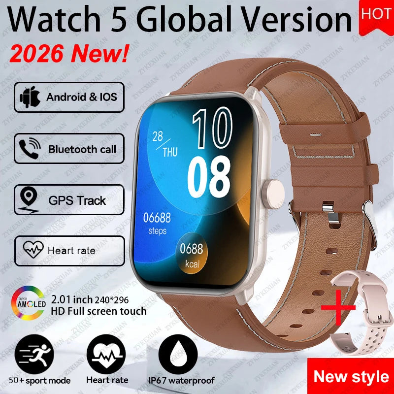 Watch 5 Smart Watch Global Version Men Women HD AMOLED Screen Heart Rate Bluetooth Call GPS Track Waterproof Sports Smartwatches