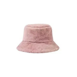 Winter Rabbit Plush Fisherman Hats for Women Girl Bucket Hat Windproof Leopard Soft Faux Fur Wide Brim Lady Women Artist Cap