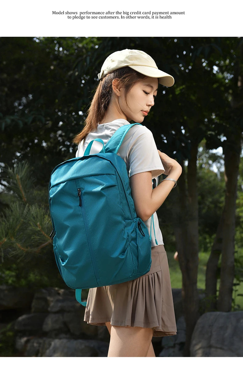 Unisex Foldable Expandable Nylon Backpack Lightweight Casual Large Capacity Multifunctional Outdoor Sports Travel Bag