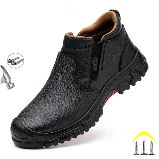 Genuine Leather Cow Suede Safety Work Shoes For Men Composite Toe Anti-Nail Anti-Static Welding Shoes Indestructible Boots