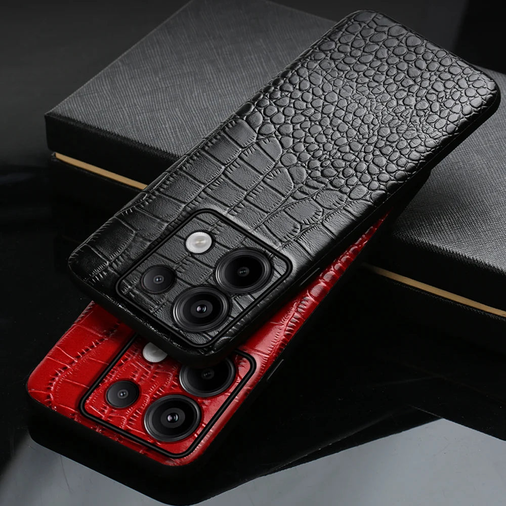 Genuine Cowhide Leather Phone Case for Xiaomi Mi 14 Ultra 13T Pro 14T Pro Poco X6 Pro Back Cover for Redmi Note 13 Pro Plus 5G