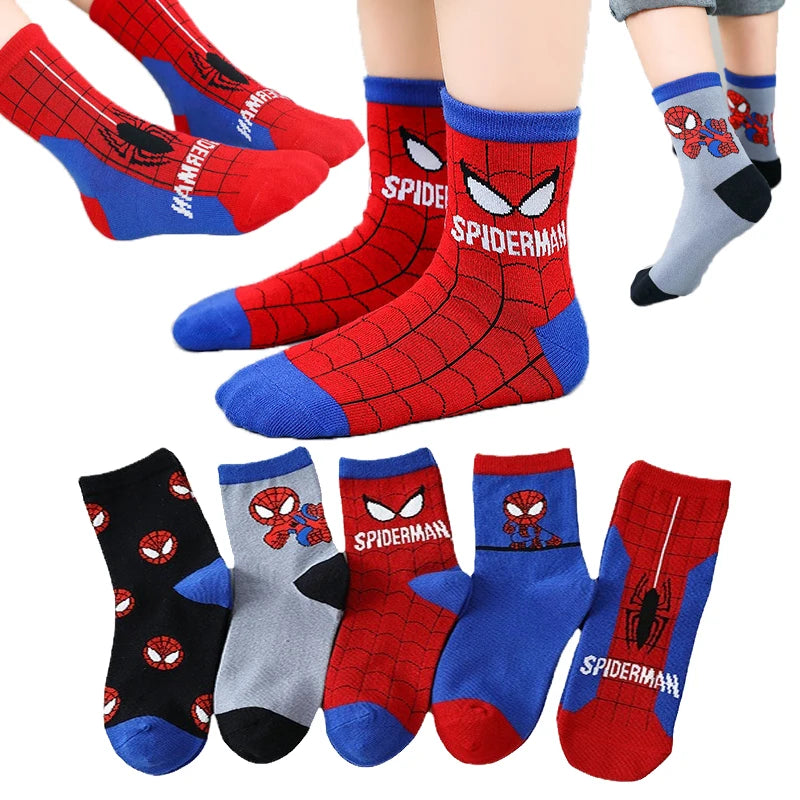 Disney Socks Kids Baby Socks Spiderman Cartoon Anime Hero Cotton Boys Tube Sock Children Autumn Winter Kids Socks Random 1pairs