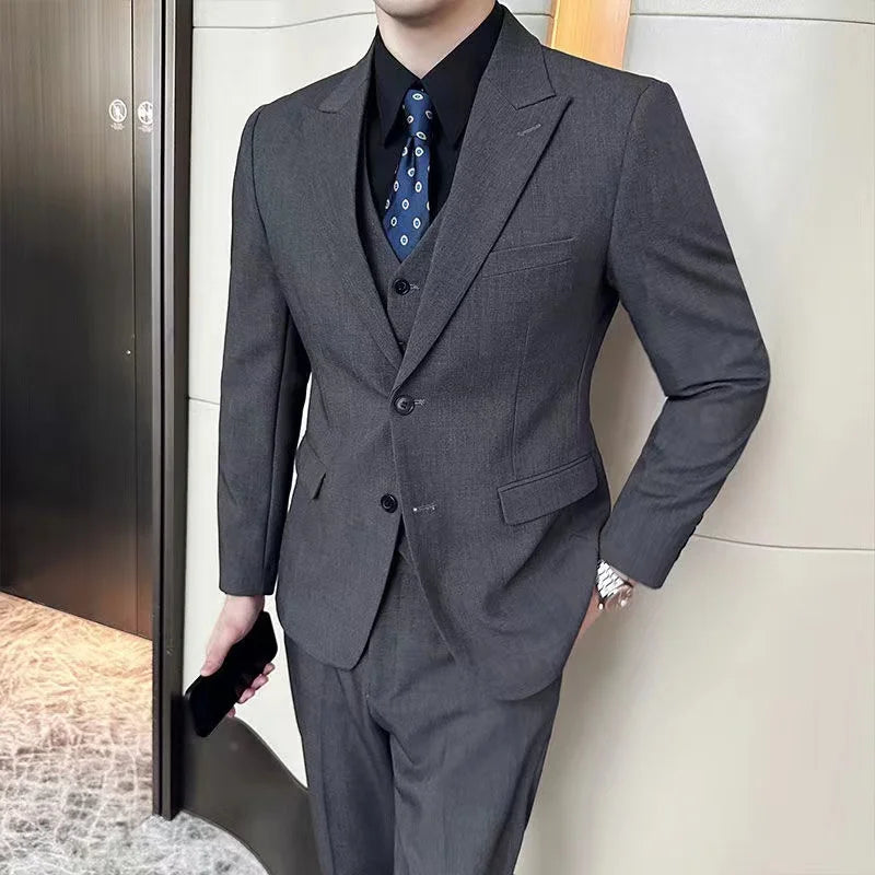 Traje de negocios y ocio para hombre, conjunto de tres piezas para novio y padrino de boda, chaqueta, chaleco y pantalones, para las cuatro estaciones, 2024