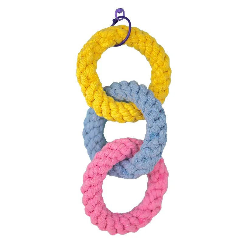 Chew-Proof Triple Ring Cotton Rope Toy - Hand-Braided Knot Ball for Aggressive Chewers Multi-Pet Enrichment Puzzle for Hamsters
