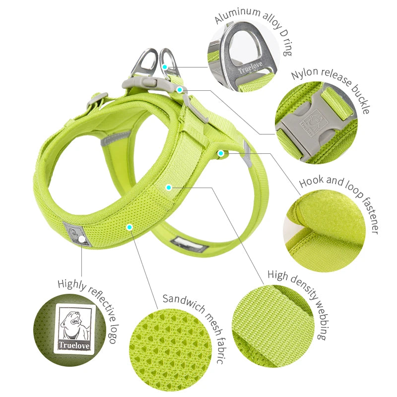 Truelove Pet harness For small and medium Dog Breathable Nylon Mesh Outdoor Training Adjustable Chest Heavy Duty TLH3013