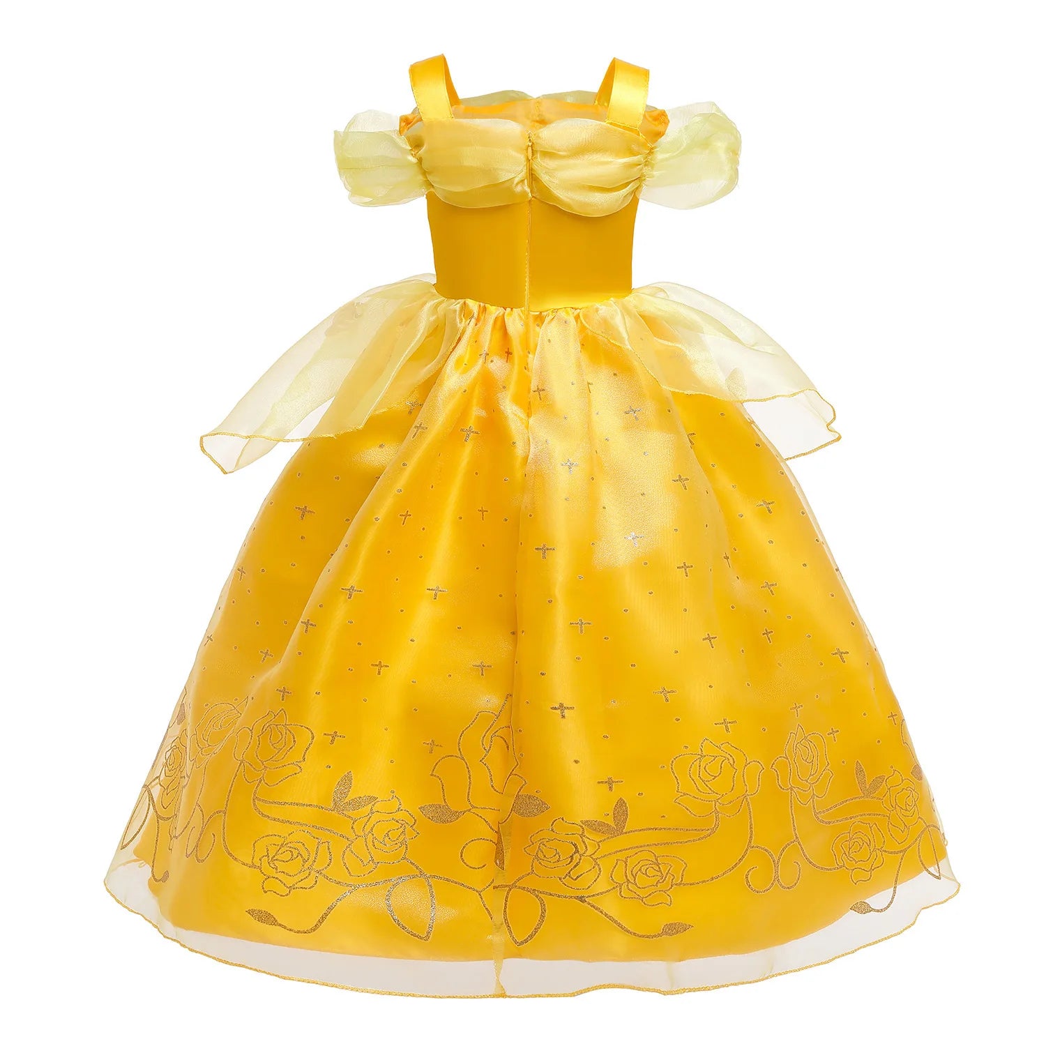 Disney Girls Cosplay Belle Princess Dress for Kids Beauty and The Beast Costumes Children Birthday Party with Flower Clothes