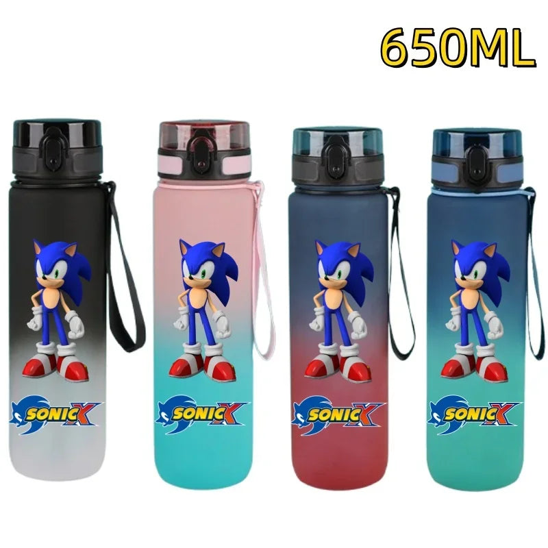 650ML Sonic Hedgehog Sport Water Bottle Large Capacity Cartoon Portable Plastic Water Bottle Drinking Cup Student Birthday Gifts