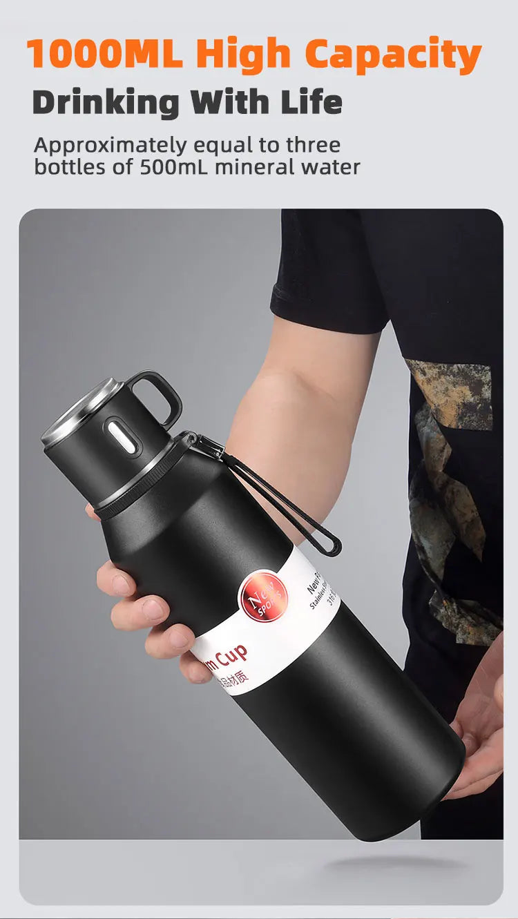 Large Capacity 1500ml Coffee Thermos Vacuum Bottle with Tea Filter Travel Stainless Steel Vacuum Flasks Cup Keep Hot Cold 1L