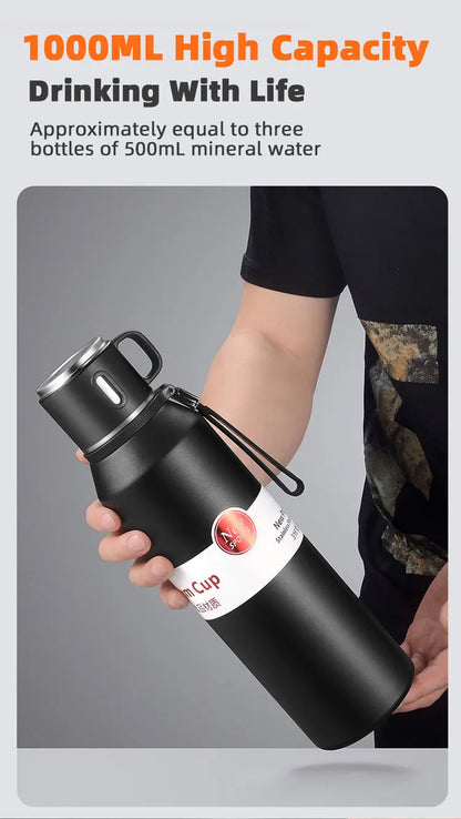 Large Capacity 1500ml Coffee Thermos Vacuum Bottle with Tea Filter Travel Stainless Steel Vacuum Flasks Cup Keep Hot Cold 1L