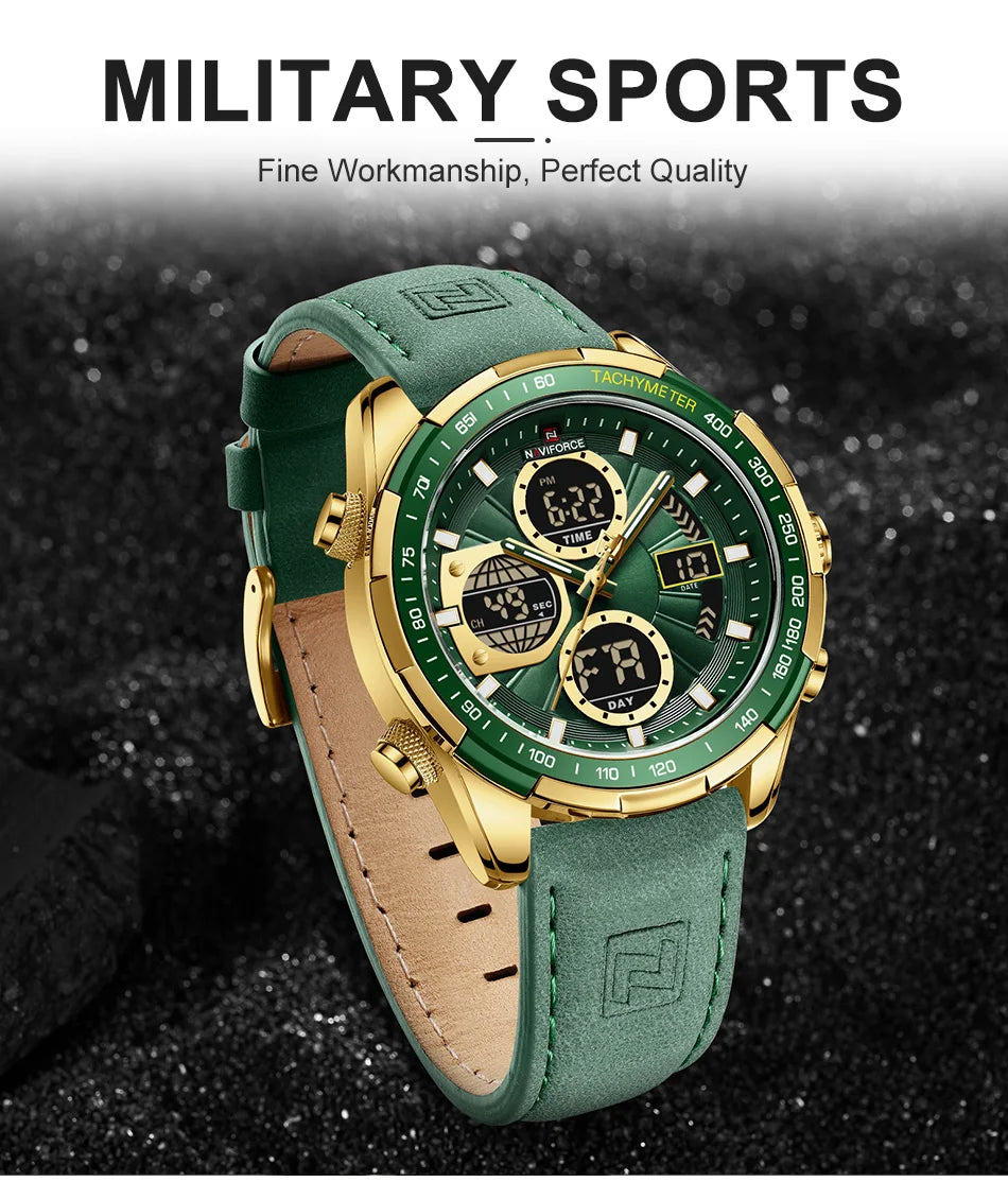New NAVIFORCE Watches for Men Leather Men's Military Sport Waterproof Watch Quartz Wristwatch Chronograph Male Clock