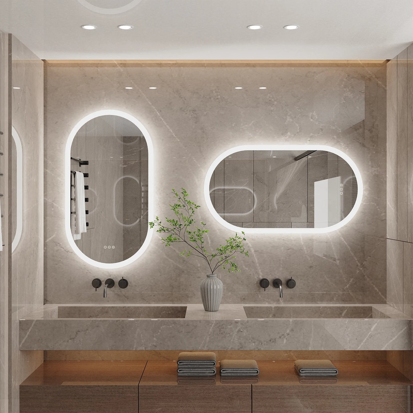 LUVODI Backlit Lighted Bathroom Mirror LED Bedroom Vanity Mirror Salon Mirror with Touch Sensor Dimming Defog IP44