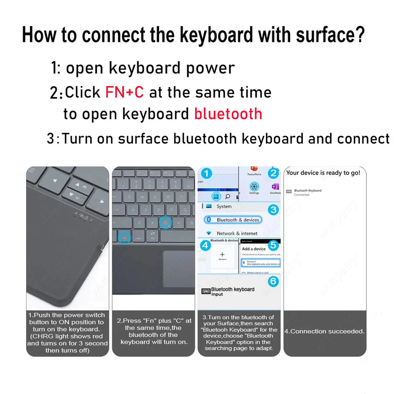 Trackpad Keyboard for Microsoft Surface Pro 3 4 5 6 7 8 9 X Backlit Russian Spanish Arabic Portuguese French Hebrew Keyboard
