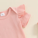 Pudcoco Infant Baby Girls Shorts Set, Short Sleeve Romper with Flower Print Suspender Shorts Summer Outfit 0-18M