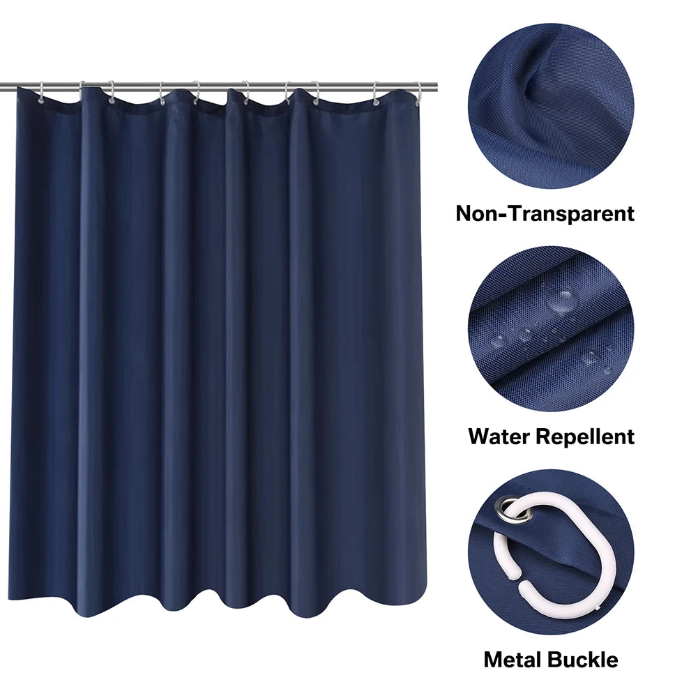 Cortina de ducha de tela sólida resistente, impermeable, para baño, tamaño largo, 230/200 cm, color negro, blanco, gris, marrón y azul.
