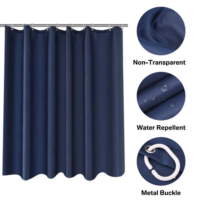Cortina de ducha de tela sólida resistente, impermeable, para baño, tamaño largo, 230/200 cm, color negro, blanco, gris, marrón y azul.